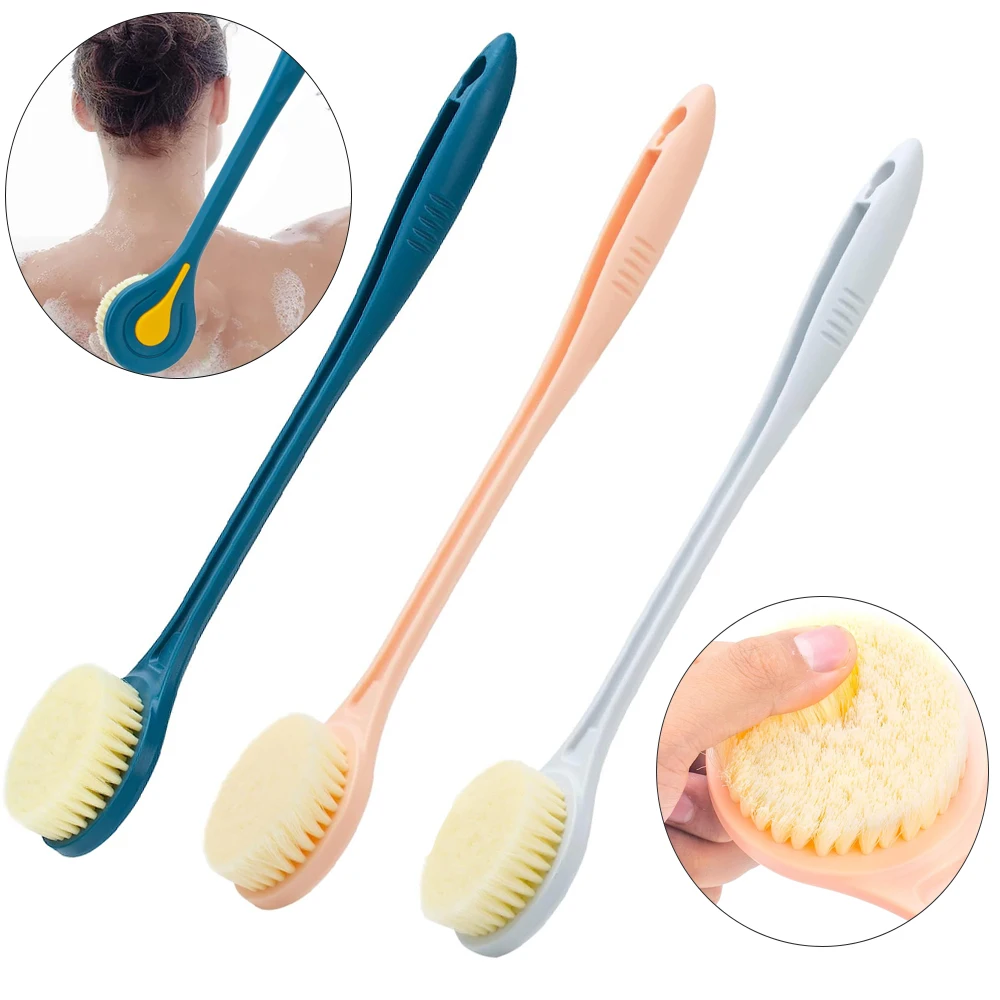 

Shower Brush with Soft and Stiff Bristles Bath Long Handle Back Scrubber Body Exfoliator for Wet or Dry Brushing Skin Cleaning