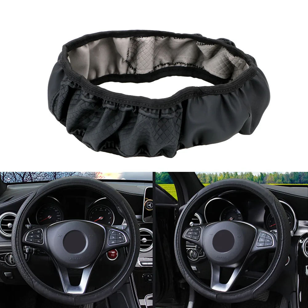 

Interior Accessories Anti-Slip Auto Steering- wheel Cover Car Steering Wheel Cover Embossing Leather Universal PU Microfiber