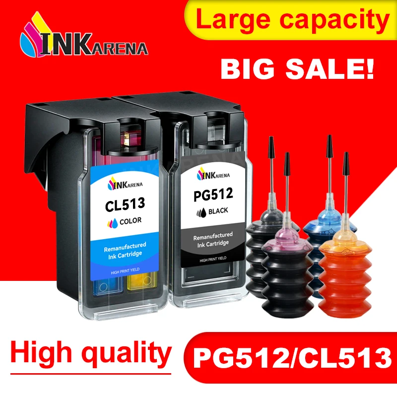 Cartridge Refill Kit for Canon PG 512 CL 513 PG512 CL513 For Canon Pixma MP280 MP282 MP330 MP480 MP490 MP492 MP495 Printer