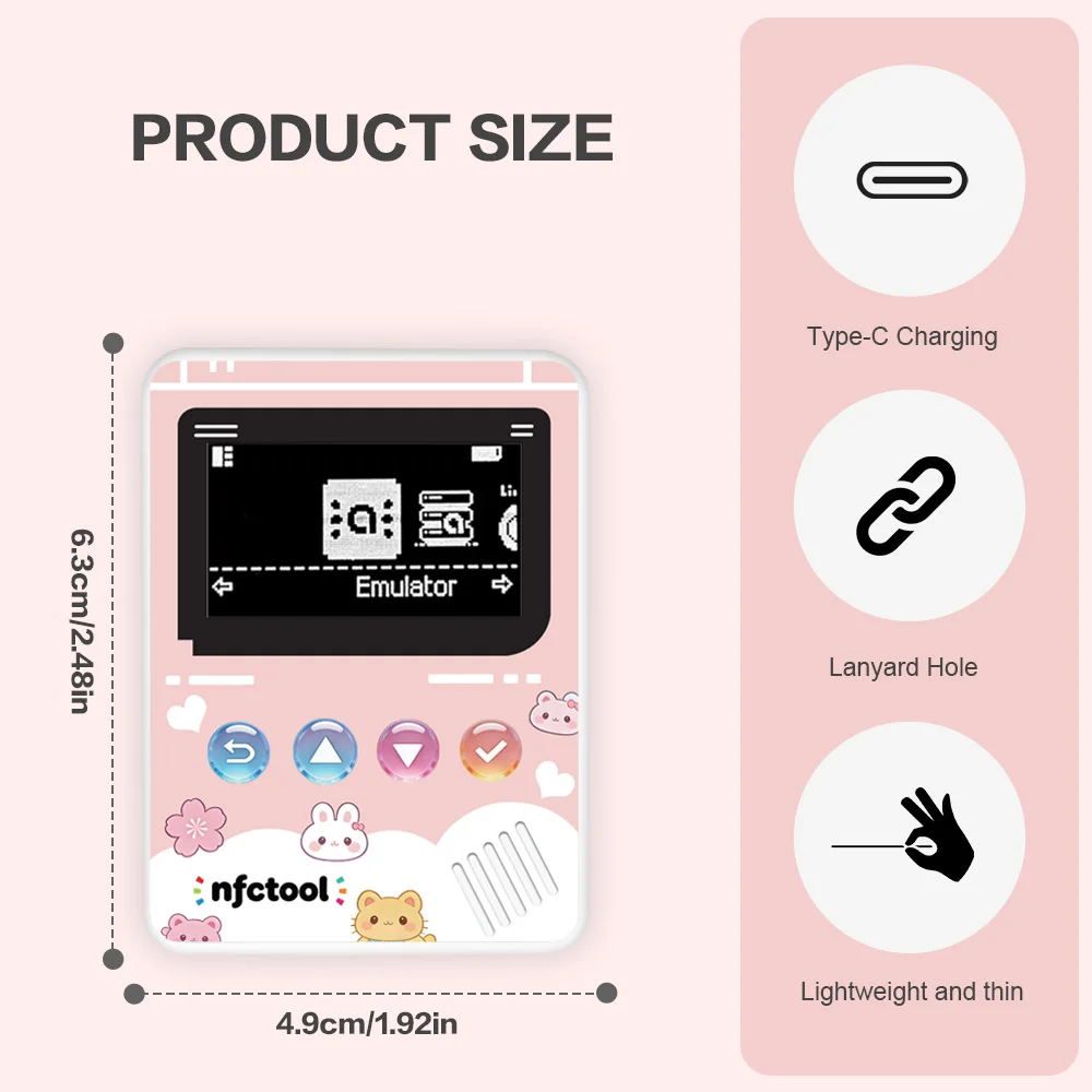 Multi-Functional NFC Emulator with OLED Display & Button  Enhanced Range Support Type-C Charging for Switch/Switch 2/Wii U/3DS