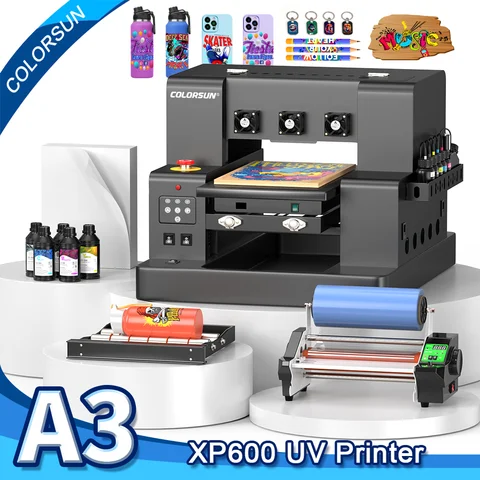 Colorsun A3 UV Printer For Epson XP600 Impresora A3 UV DTF Sticker Printer Machine A3 UV Printers For Phone case Acrylic Wood