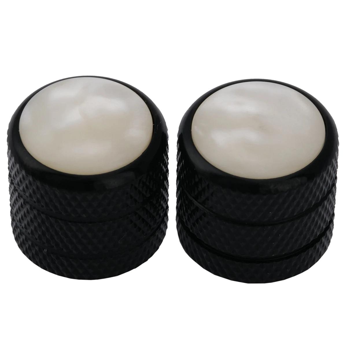 Musiclily Pro Coarse 18 Splines Steel Dome White Pearl Top Control Knob for Imported Guitar Bass (Set of 2)