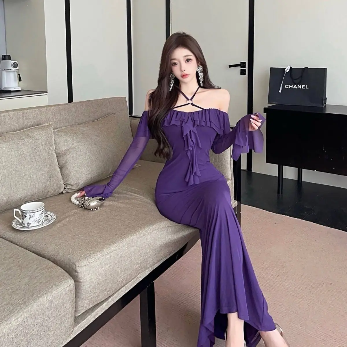 Vestidos femininos vestido em champanhe primavera malha streamer bordado em camadas bolo babados cintura baixa princesa palco desempenho ol