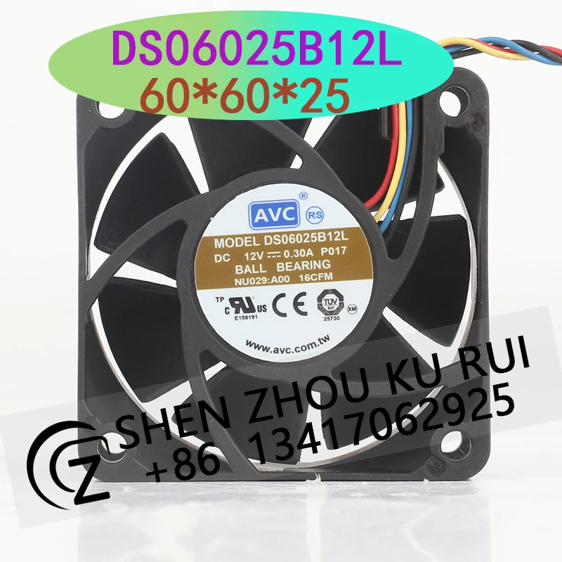 

AVC 12V 0.30A 6025 DS06025B12L Dual ball Large air volume PWM temperature control cooling fan