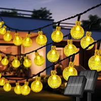 Solar String Lights Outdoor Waterproof Crystal Globe Lights with Solar Powered Light Outdoor for Garden Wedding Party Decor