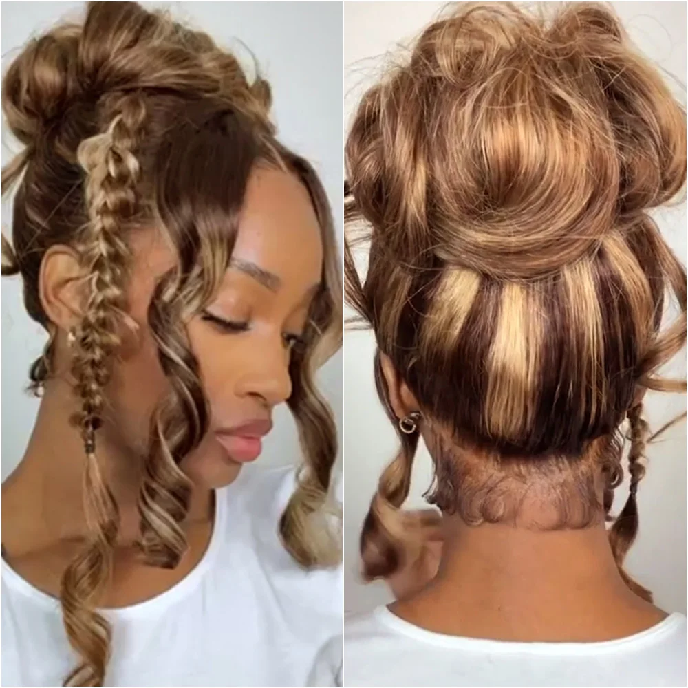 

13x6 HD Transparent Body Wave Lace Front Wig Colored Highlight Human Hair Wigs for Women Brazilian #4/27 Blonde Pre Plucked Wigs