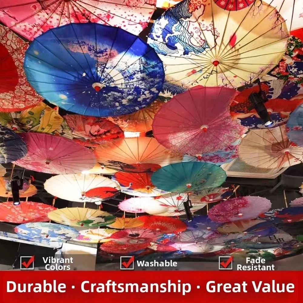 Parapluie en éventail de 56cm, Style Antique chinois, accessoire de danse à pampilles, 10 couleurs, tissu en soie, parapluie classique de Style japonais