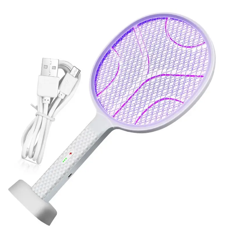 Fly Swatter Racket USB Rechargeable 2 In 1 Electric Fly Swatter Racket Purple Light Fly Killing Racket For Indoor Use Summers