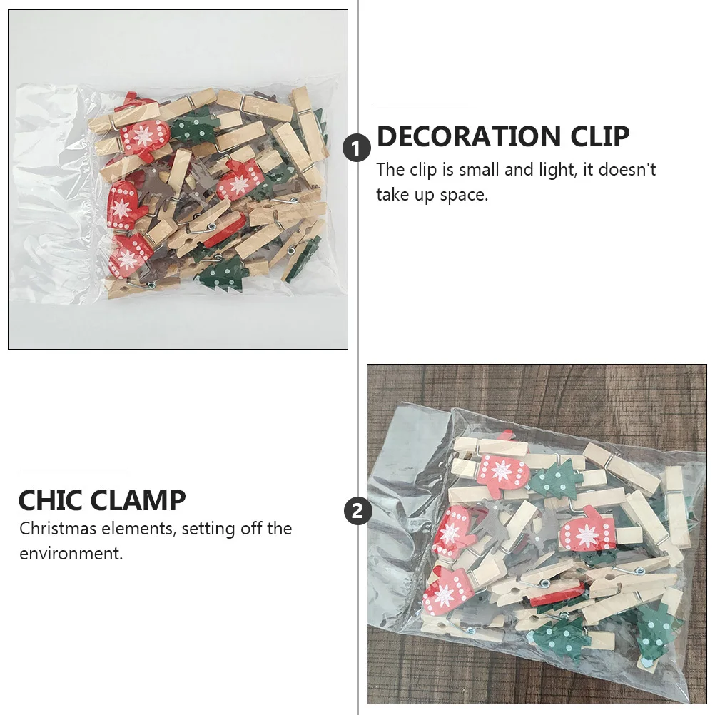 

24Pcs Wood Clip Christmas Elements Photo Clamp Twine Decoration Elegant Party Supplies Christmas Elements Clamp
