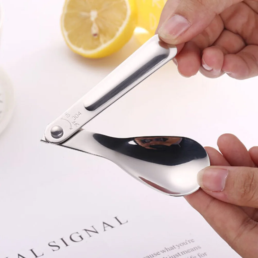 

2pcs Foldable Spoon Cutlery Stainless Steel Portable Travel Spoons For Outdoor Picnic Camping Hiking Adventure Gear