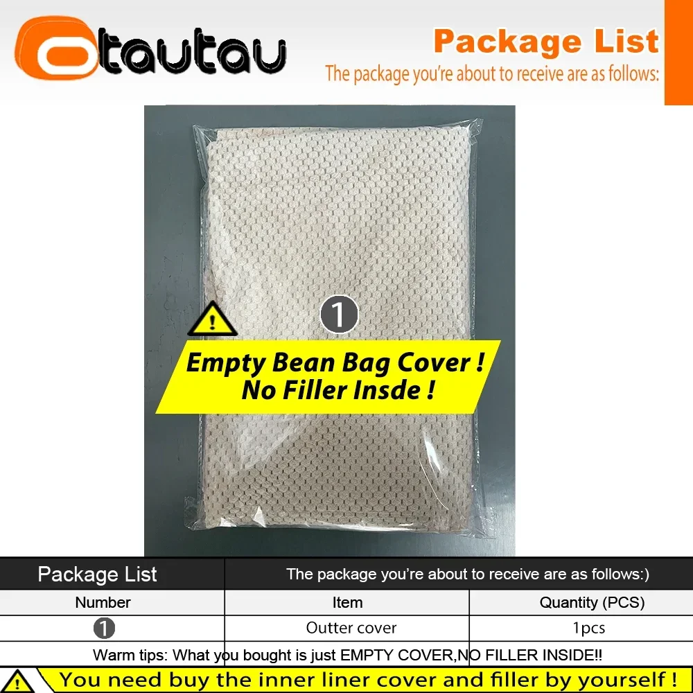 OTAUTAU 2-seat Cotton Waffle Bean Bag Cover SF394【No Filler Inside! You Need To Buy Filler By Yourself !】