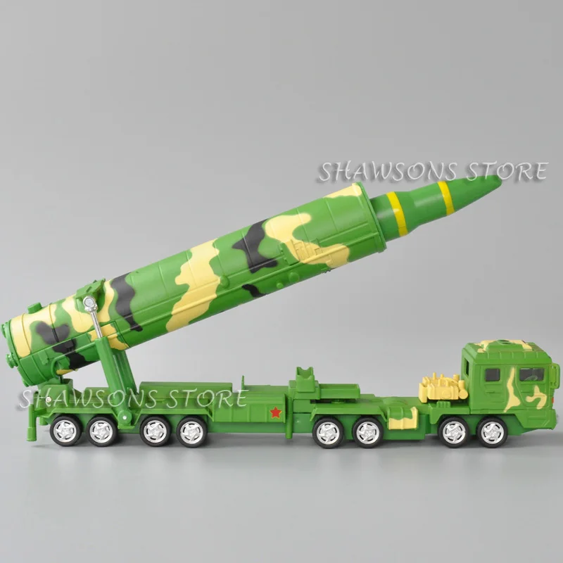 1:64 Scale Diecast Miiltary Vehicle Model Toy Intercontinental Missile Truck DF 31A Miniature Replica Pull Back Sound Lights