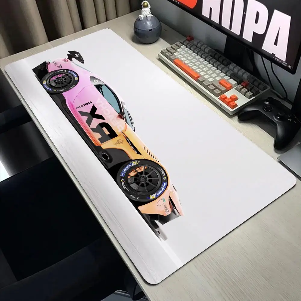 Large White Sports Car Design Gaming Mouse Pad Anti-Slip Rubber Base Extended Desk Mat for Gamer Office Use Computer Accessories