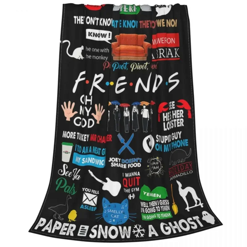 Friends TV Show Collage Blankets Flannel Winter Central Perk Portable Lightweight Throw Blankets for Bedding Office Bedspread