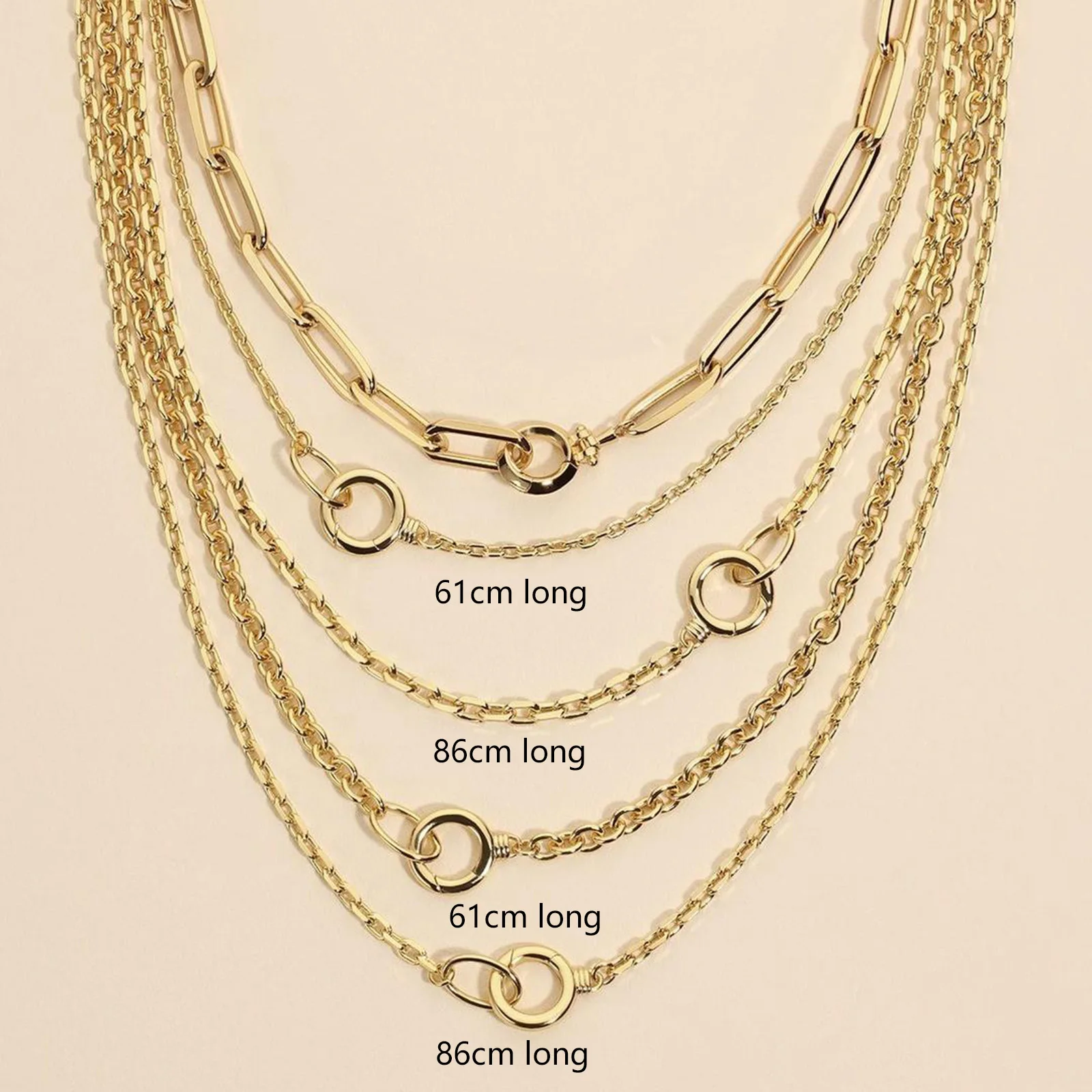 1pc Simple Stainless Steel Necklace Gold Color Link Cable Chain Necklace For Women Men Party Club Collar Jewelry 61-81cm long