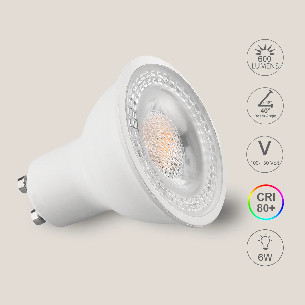 Bombillas LED GU10 regulables, luz blanca cálida/diurna, 3000K/5000K, 6W, 600LM, repuesto halógeno de 50W, foco LED de 40 grados, 6 paquetes