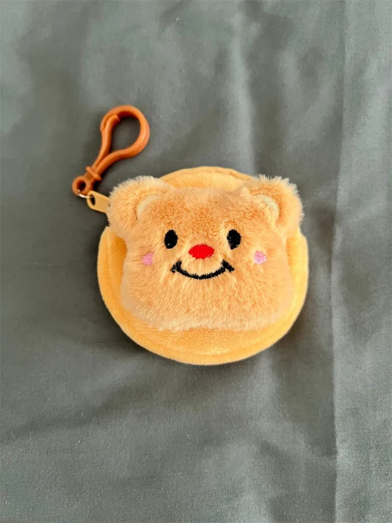 Nouveau Kawaii Ins ours carré en peluche porte-monnaie rond Bluetooth casque sac Portable Mini portefeuille de rangement cadeau d'anniversaire
