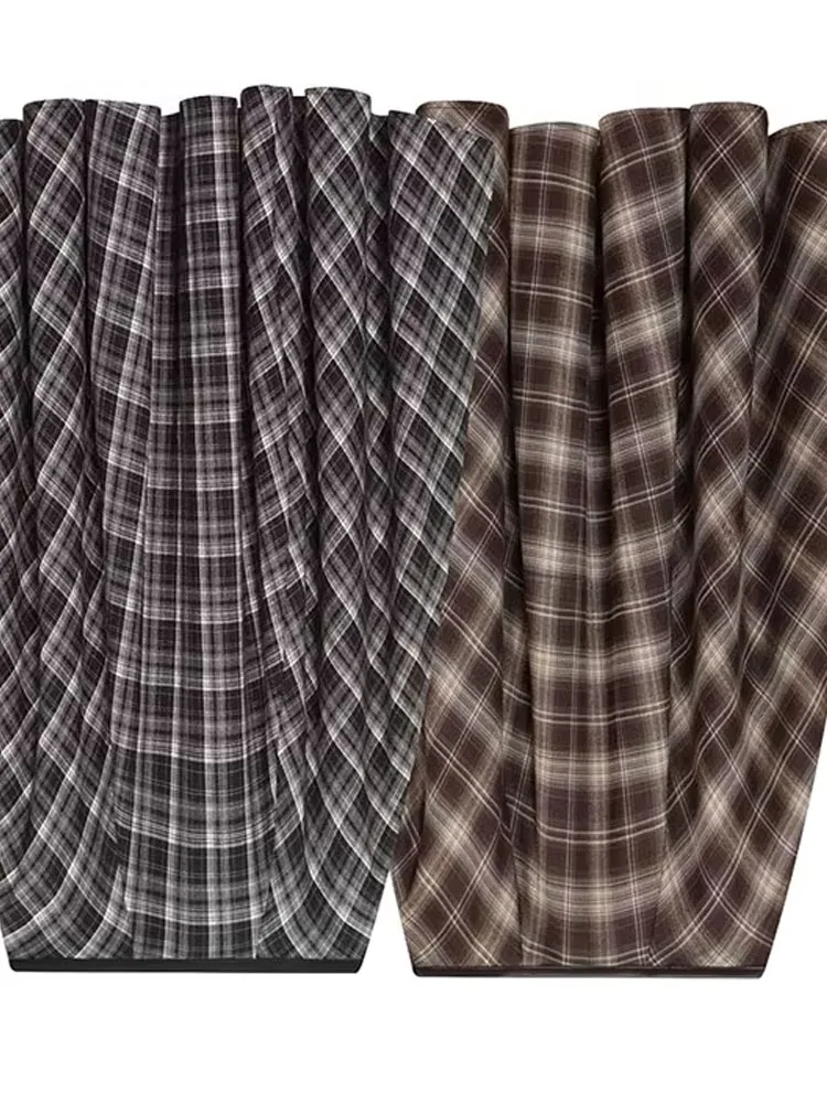 

HH Elegant Women Chic Plaid Pleated Decoration Midi Skirt High Waist Street Style Skirt 2 Colors Woman Casual Loose Zipper Skirt