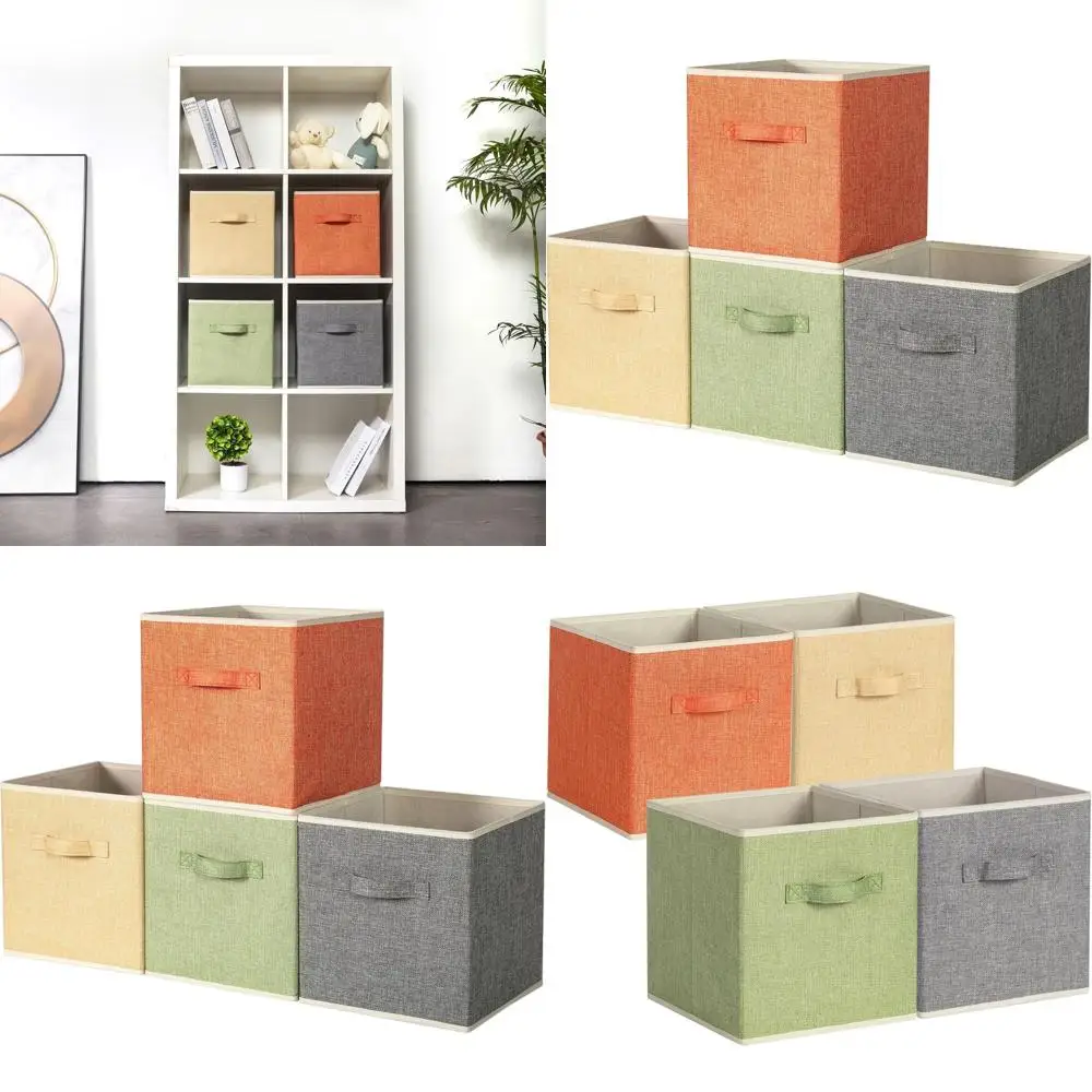 

Большой тканевый кубик для хранения с ручками, 10,5 x 10,5 x 11, набор из 4 предметов для организации шкафа и полки