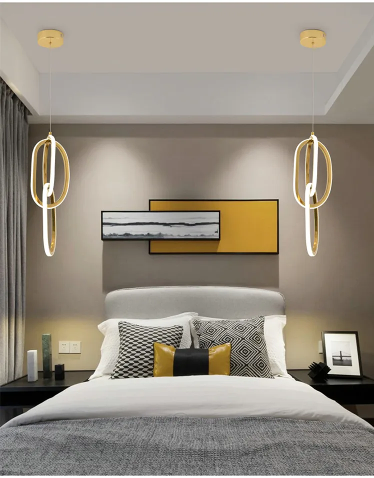 Post Polish Steel LED Pendant Light Gold