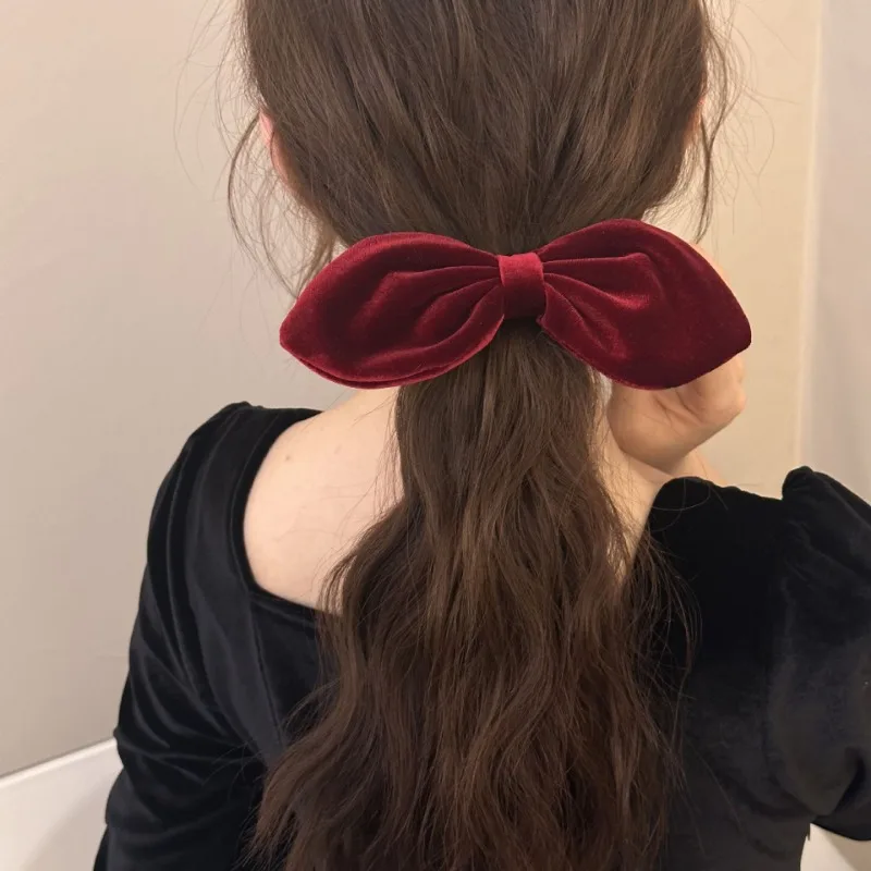 Velvet Rabbit Ears Bowknot Hair Ring Three-Dimensional Support Stylish New Year Atmosphere Hair Accessories Hair Rope for Girls