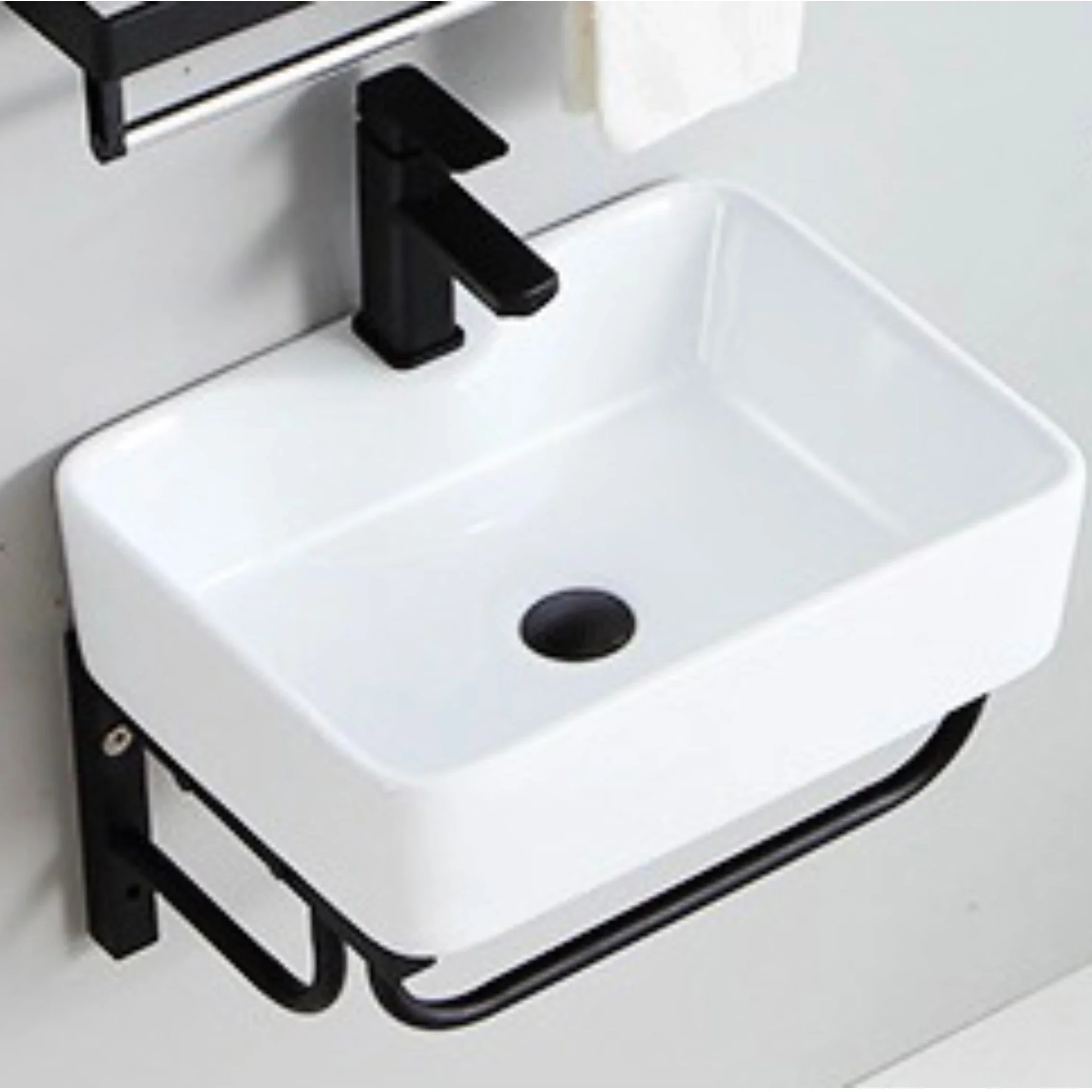 

Small Apartment Bathroom Ceramic Washbasin Cabinet Combination Wall-mounted Washbasin Simple Wall-hung Basin Bathroom Washbasin