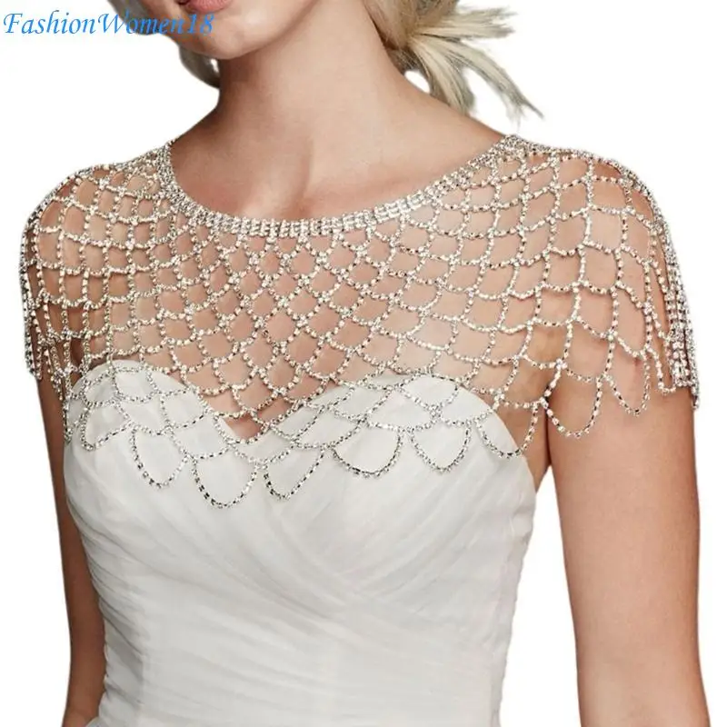 

Exquisite Rhinestones Embellished Shoulder Wrap Sparkling Shawl Body Chain 57BD