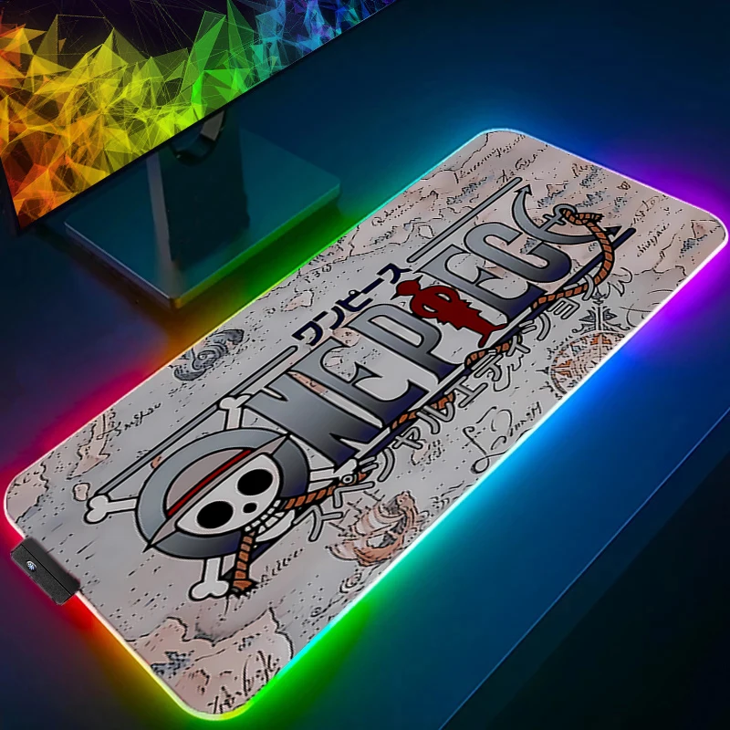 

Computer Mouse Pad one Piece Luffy LED Gamer Mouse Pads Gaming Mousepad XXL Desk Mause Pad RGB Keyboard Mouse Backlight Carpet