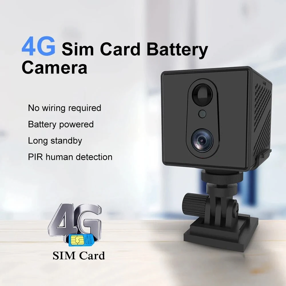4G SIM Card Powered 5MP Mini Camera Indoor Night Vision Home Security Monitoring Cam with Rechargeable 3000mAh Battery