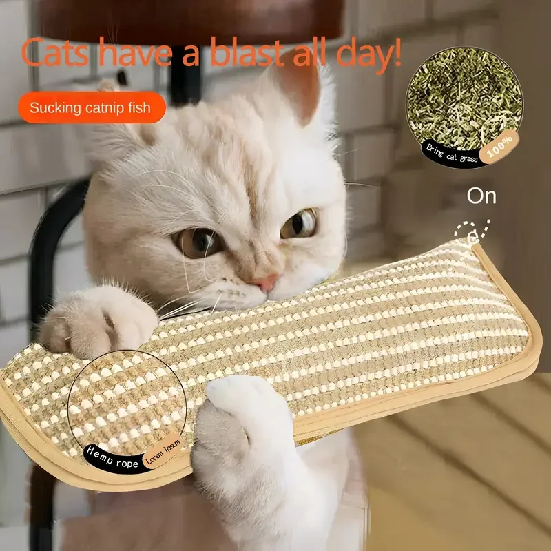 Sisal Cat Scratching Mat with Catnip - Bite-Resistant, Shed-Free for 4-Season Use as Claw Sharpener & Bed