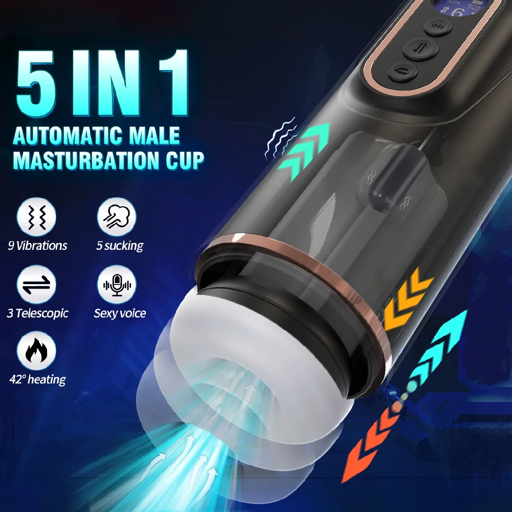 Automatic Men’s Masturbator Telescopic Sucking Vibration Intelligent Heating Sexy Voice Earphone Pocket Pussy Male Sex Toy