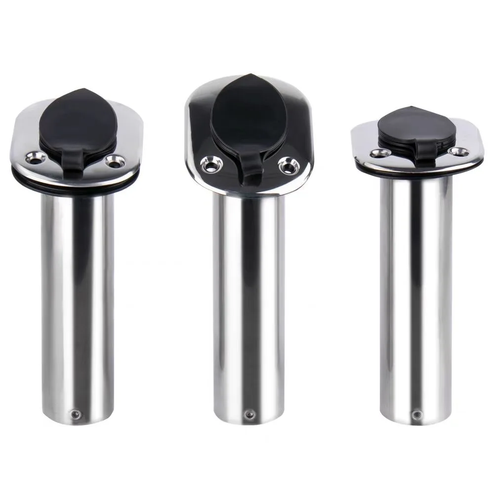 MARINE STAINLESS STEEL FIXED FISHING ROD HOLDER, 15° 30° 90 DEGREE ANGLED ROD SOCKET, SCREW MOUNT FOR BOAT YACHT