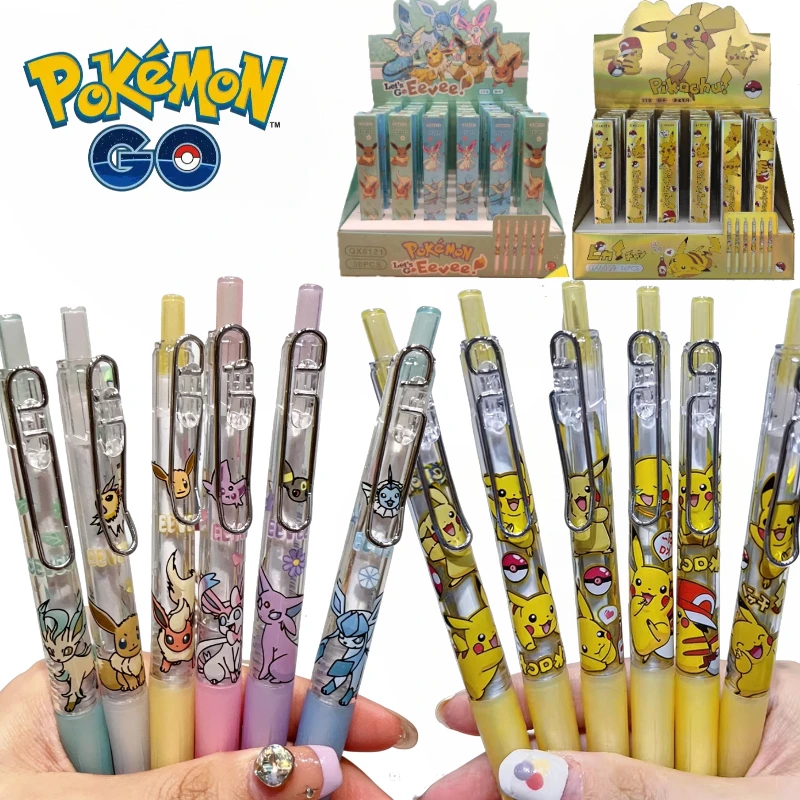 

Pokemon Anime Gel Pens 0.5mm Black Pen Office School Supplies Student Kawaii Stationery Cute Eevee Pikachu Blind Box Gift Toys