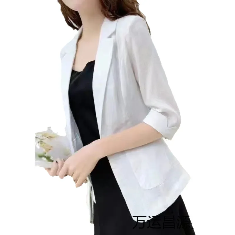 

Linen Small Blazer Women's Thin Sunscreen 2025 New Suit Jacket Short Summer