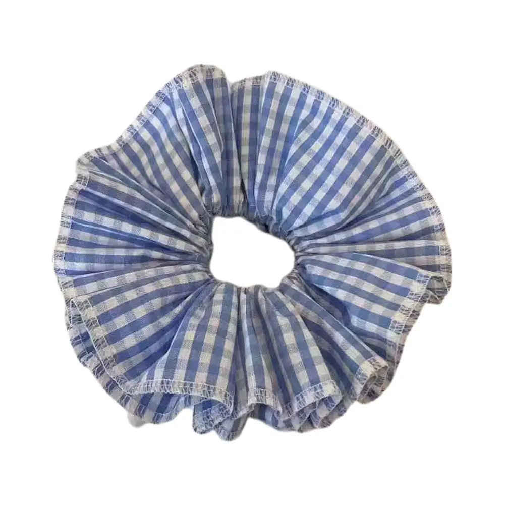 Andy Hit Color Hair Rope For Women Checkered Four Layer Edge Large Intestinal Hair Loop Ponytail Braid Headband Hair M9n4