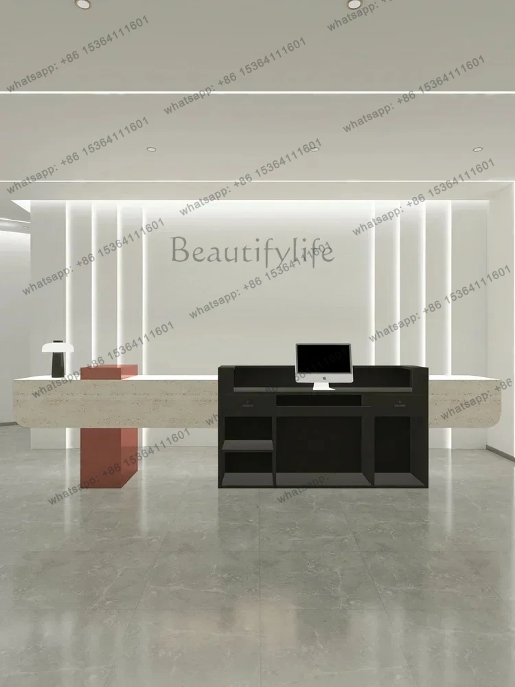 Light Luxury Beauty Salon Skin Management Counter Stainless Steel Front Desk Custom Clothing Store Bar Company Hotel