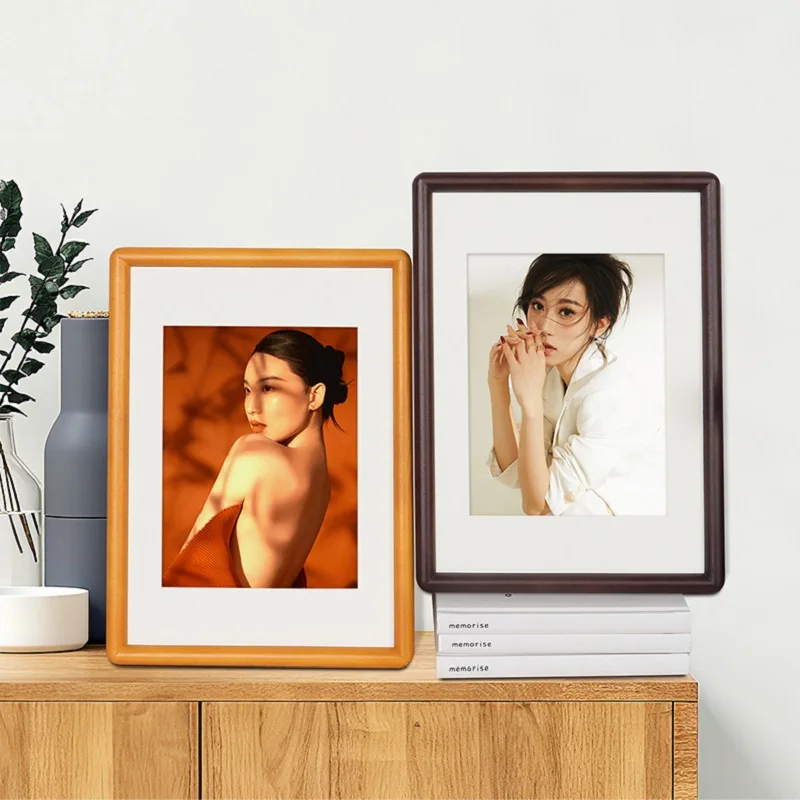 Teak/Walnut Solid Wood Picture Frame, Rounded Corner Tenon Handmade Frame, Multi Size Wall & Desktop Photo Display Frame