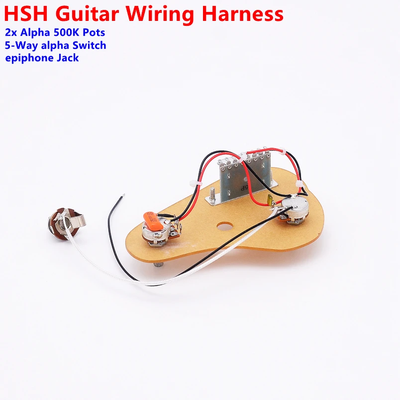 

1 Set HSH ( 2x 500K Pots + 5-Way Switch + Jack ) for ST Electric Guitar Wiring Harness H-S-H