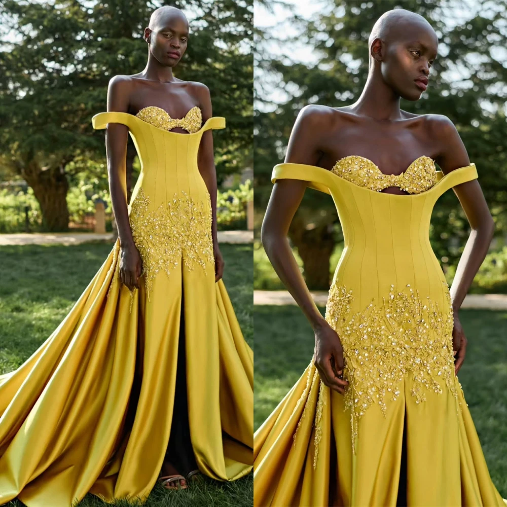사용자 정의 섹시한 새틴 Strapless 이브닝 드레스 우아한 인어 댄스 파티 드레스 패션 구슬 장식과 크리스탈 특별 행사 가운