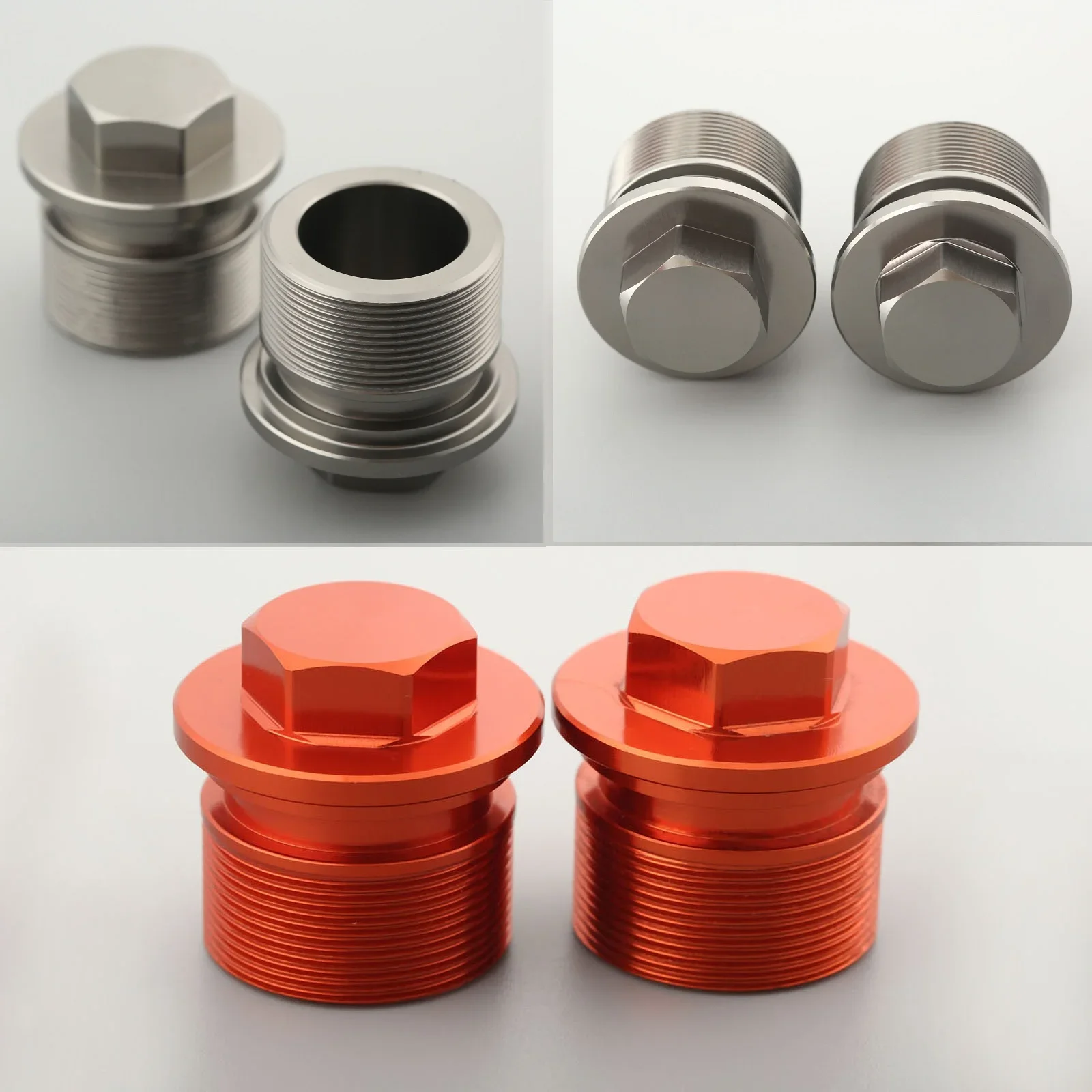 2Pcs(1 Pair) Motorcycle CNC Aluminum Front Shock Absorber Fork Screws Cap Cover Fit for Honda CBR 150/CBF 125,Gray/Orange Color - view 3