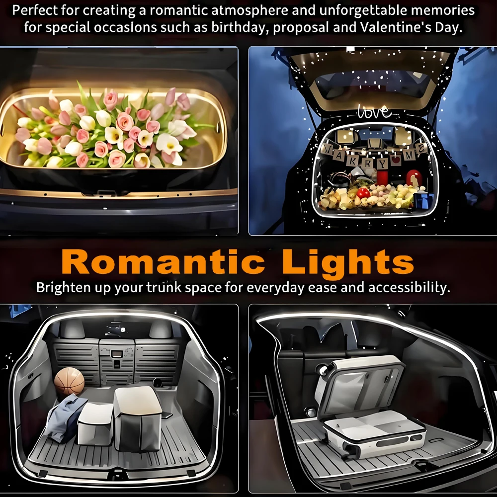 1P Car Trunk Dynamic Flowing Light Automatic On/Off Scanning Lamp Car SUVs Flexible Rear Front Light Strip Hidden Installation