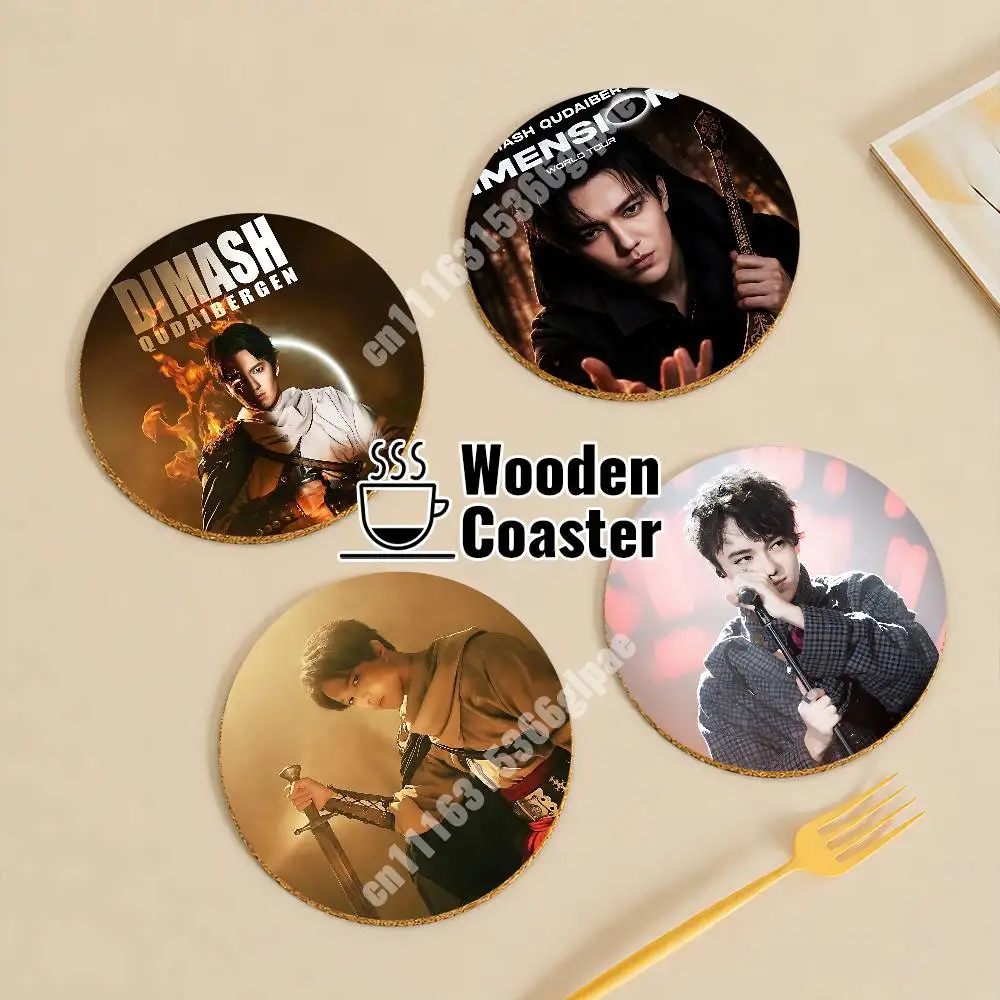 Stranger D-Dimash Kudaibergen DiMensions Wooden Cup Mat Espresso Whiskey Soda Water Coaster for Dessert Store