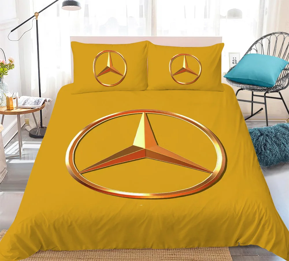 Pillow Cases King Size Bedding Set Polyester Comforter Cover Mercedes Benz for Adults Bedroom Decor Home Textile Garden