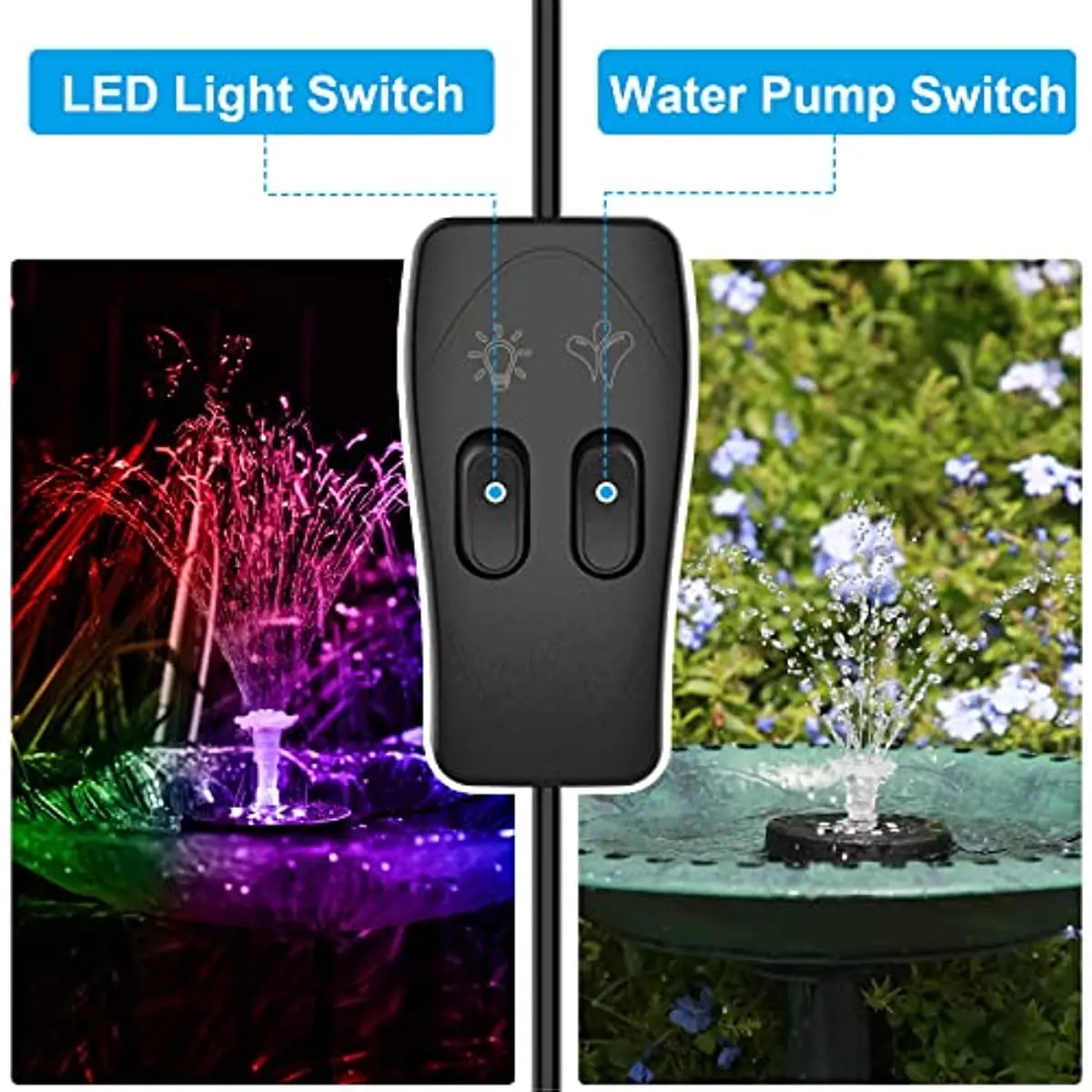 2.5W USB LED Water Fountain Pump Floating with LED Light DIY Water Pump Fountain Outdoor Garden for Bird Bath Pond Fish Tank