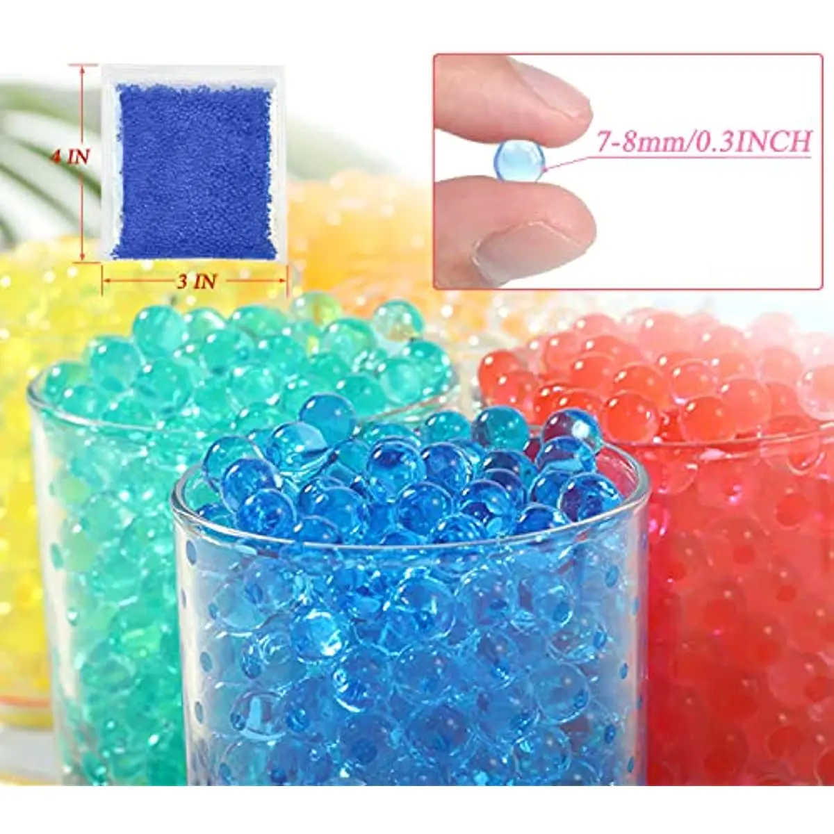 Gel Splatter Water Ball Beads Refill Ammo 7-8mm Jelly Pearl Crystal Compatible with Gel Gun Toy Non Toxic Blaster DIY Home Decor