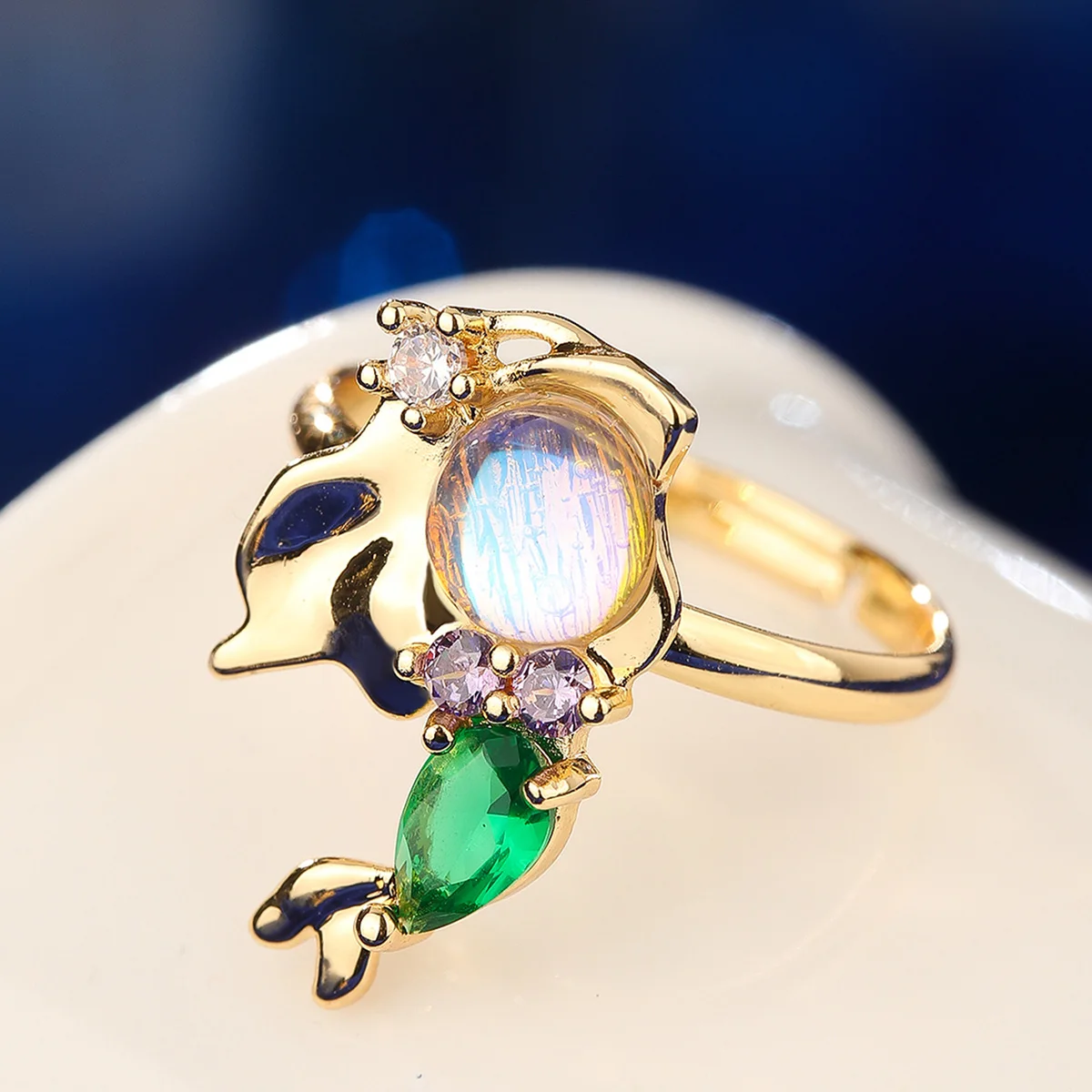 A Cartoon Princess Girl ring, Copper Material Inlaid With Zircon Series, Personalized Niche Design Gift For Girls