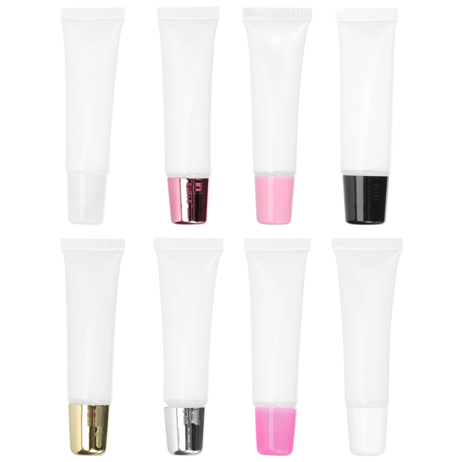 8개입 립글로스 튜브 DIY 빈 립스틱 병 세트 15ml 휴대용 리필 가능한 용기 립 오일 염색용 창의적인 방수 메이크업