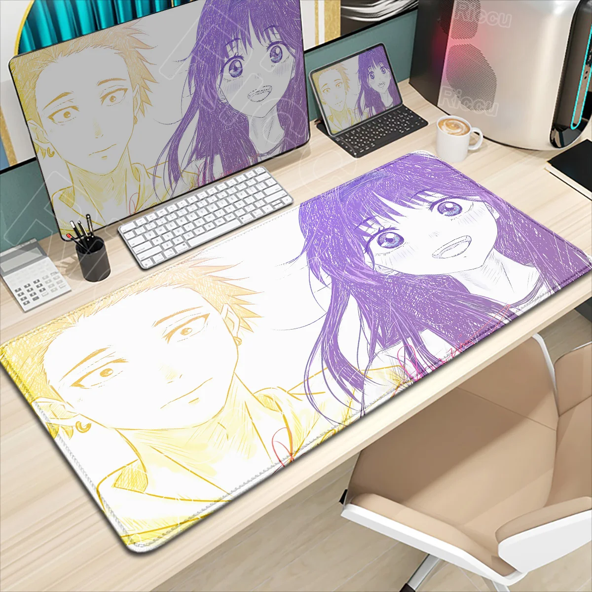 

Kaoruko Waguri Mousepad Anime The Fragrant Flower Blooms with Dignity Mouse Pad Locking Edge Deskmat Laptop Gaming​ Keyboard Pad