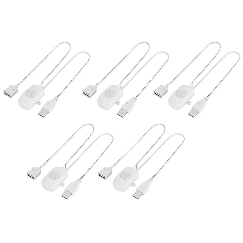 5 Pcs 감지기 자동 스위치 DC 5V/12V/24V USB PIR LED 라이트 스트립 지능형 바디 모션 센서 화이트