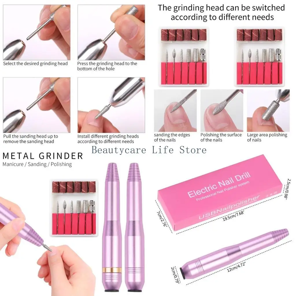 652c elektrische nagelboormachine voor manicure freesgrapset voor gelpolijst nagelboorpen salon nagelapparatuur